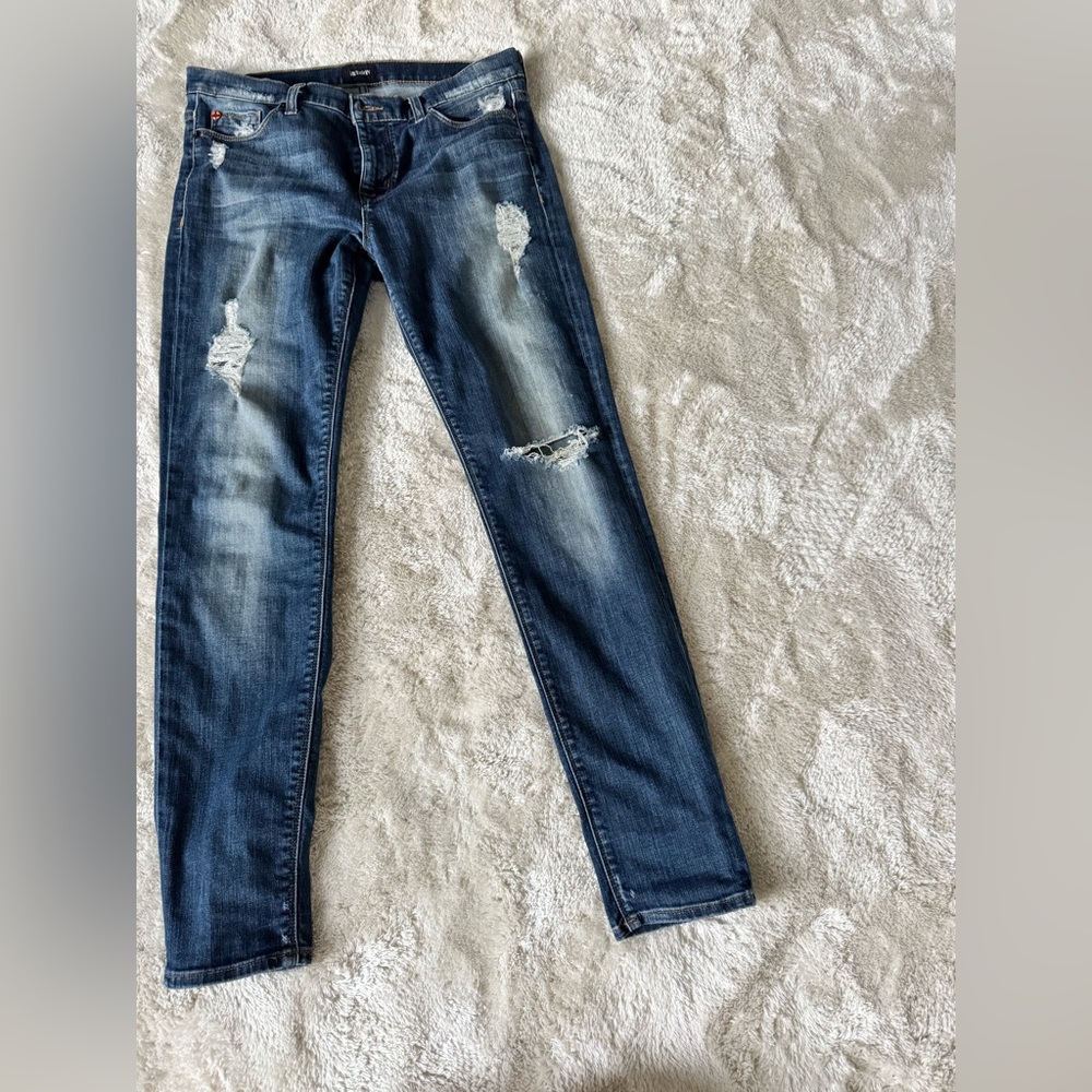HUDSON MID RISE SKINNY JEANS